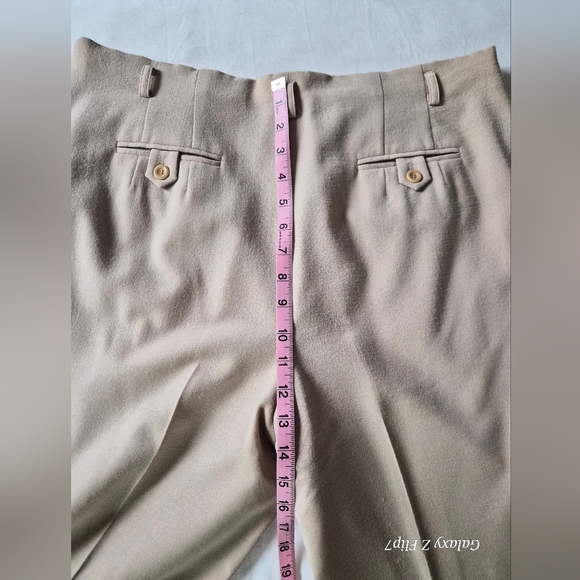 Talbots Petites Italian Fabric Wool Blend Pleated Trousers - Beige 14P - Picture 8 of 10